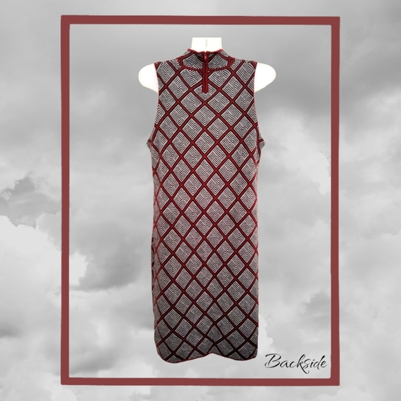 Romeo+Juliet Couture Burgundy Designer Mock Neck Sleeveless Midi Sweater Dress - Picture 6 of 13